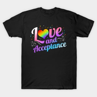 Love and Acceptance colorful heart LGBTQ T-Shirt